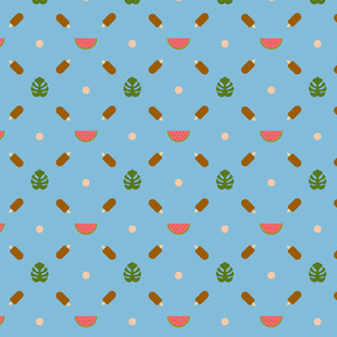 蓝色背景可爱小物无缝图案