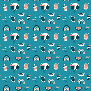 夏日元素无缝图案背景