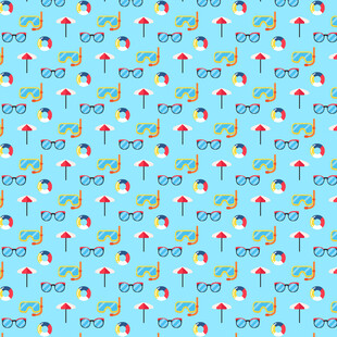 彩虹小鸟图案的蓝色背景