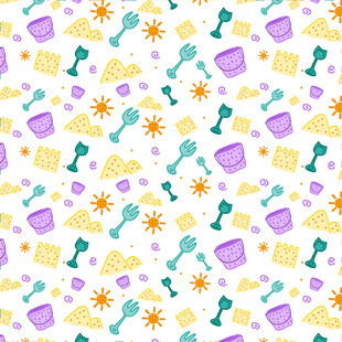 多彩沙滩玩具图案背景