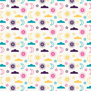 可爱云朵月亮图案背景