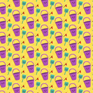 黄色背景的铲子水桶图案