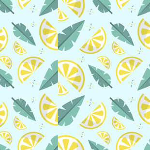 清新柠檬绿叶无缝图案