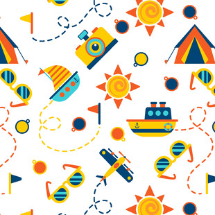 夏日海洋主题卡通图案元素