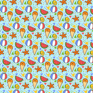 夏日海滩元素无缝图案