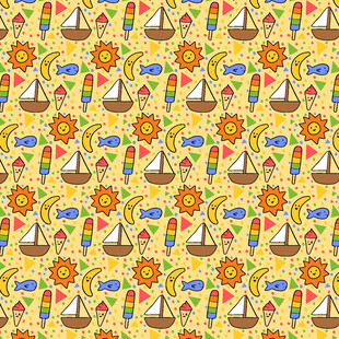 夏日沙滩度假风图案设计