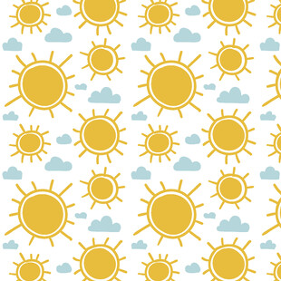阳光云朵无缝图案背景