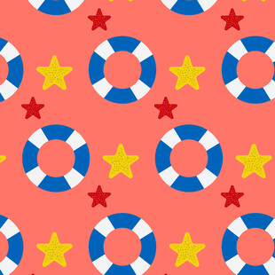 夏日救生圈星星图案背景