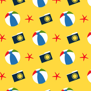 夏日海滩元素无缝图案