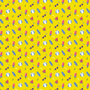 黄色卡通图案无缝背景图