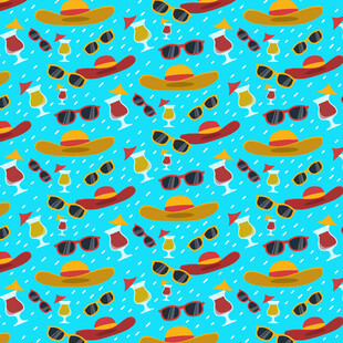 夏日海滩元素无缝图案