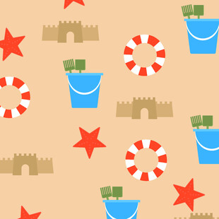 夏日海滩元素无缝图案