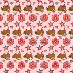 可爱动物花卉图案背景