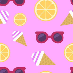 粉色背景的夏日元素图案