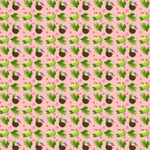 粉色背景坚果绿叶图案