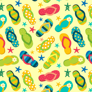 多彩人字拖与海星图案背景