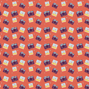 橙色背景的相机图案