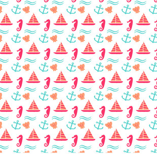 海洋风帆船锚点图案背景