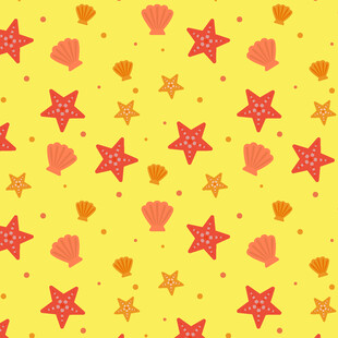 海星贝壳黄色背景图案