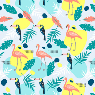 热带风情火烈鸟图案设计
