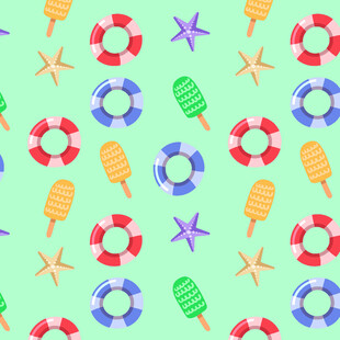 夏日海洋元素无缝图案