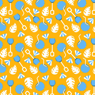 黄色背景园艺工具图案