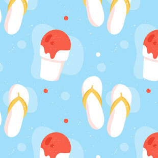 夏日沙滩元素无缝图案