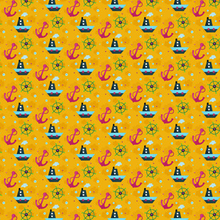 黄色卡通图案无缝背景图