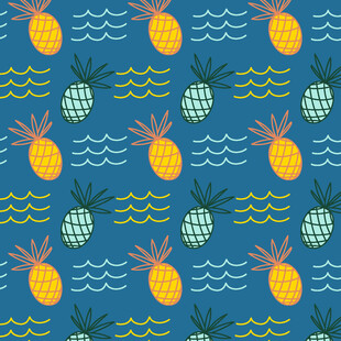 菠萝海浪图案背景纹理