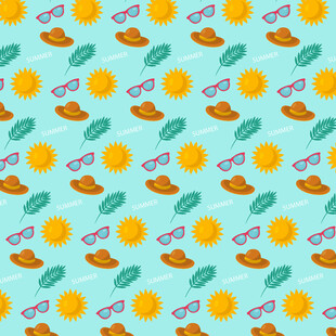 夏日元素无缝图案背景