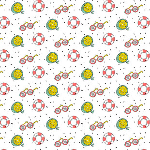 夏日海滩元素无缝图案