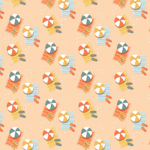 夏日沙滩元素无缝图案