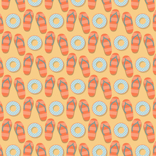 夏日拖鞋与救生圈图案背景