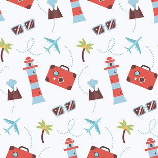 夏日旅行元素无缝图案