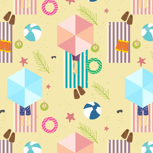 夏日海滩元素无缝图案