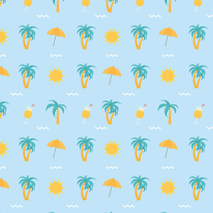 夏日海滩元素无缝图案