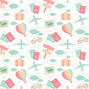夏日旅行元素无缝图案