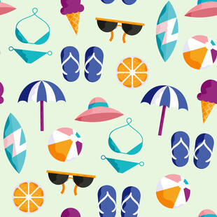 夏日海滩度假元素图案