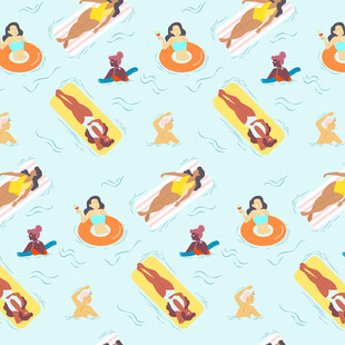 夏日海滩度假元素图案