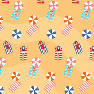 夏日海滩元素无缝图案