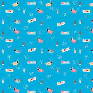 夏日海滩度假元素无缝图案