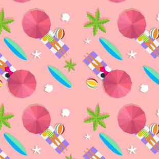 夏日海滩元素无缝图案