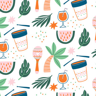 夏日饮品水果图案背景