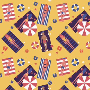 复古风夏日度假元素图案