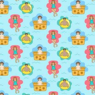 夏日泳池派对图案设计