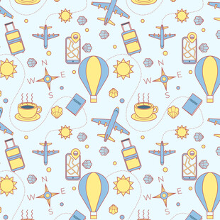 旅行元素无缝图案背景