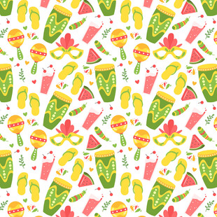 夏日缤纷饮品水果图案