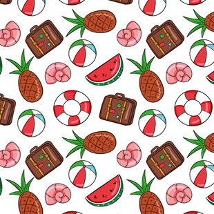 夏日度假元素无缝图案