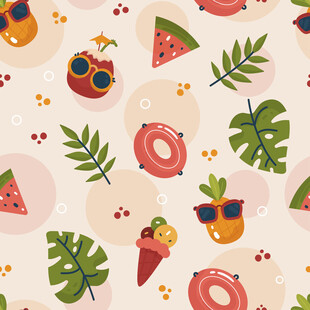 夏日水果元素可爱插画图案