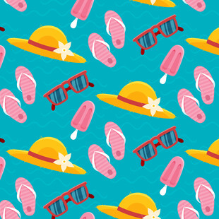 夏日海滩元素无缝图案